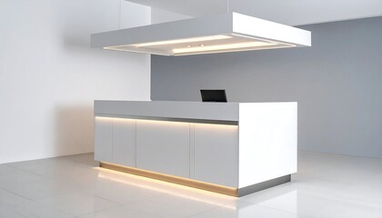 Modern White Reception Desk Interior.