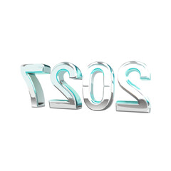 Three dimensional metallic letters forming the word sos with a bright blue glow and reflective surface against a black background