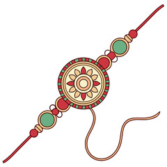 A vibrant and decorative rakhi bracelet with a central floral design and colorful beads symbolizing the bond of raksha bandhan