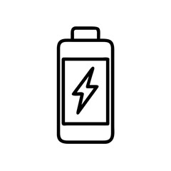 Obraz premium Outline depiction of a battery with a lightning bolt symbol indicating power and energy storage capacity