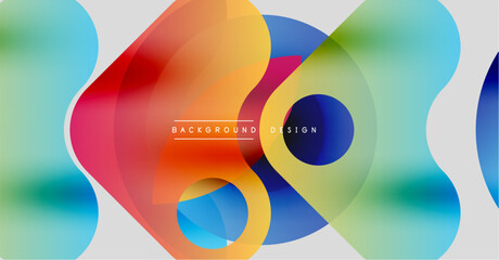 Fototapeta premium Abstract colorful shapes overlap, creating dynamic visual effect. Background features gradients, curves, modern design elements.