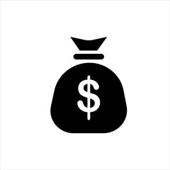 Icon Money Sack Silhouette Style Vector Isolated Flat Design