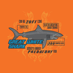 vector illustration of a shark on a black background