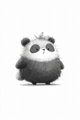 Fototapeta premium Cute Panda Cartoon Illustration Adorable Furry Character Playful Funny Black White Whimsical Sweet Bear Digital Art Colorful Cheerful Fluffy Animal Drawing Pet Nature Happy Quirky Imaginary Friends
