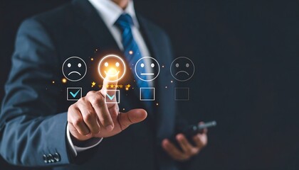Businessman selects positive feedback. (1)