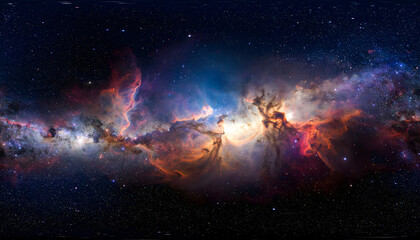 Panoramic View Of The Milky Way Galaxy Displaying Nebulae Star Clusters And Cosmic Dust Against A Dark Night Sky
