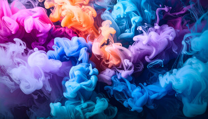 Vibrant Color Explosions Abstract Smoke and Ink Blends Forming Textured Background