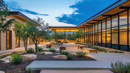 Obraz premium Modern residential architecture with desert landscaping