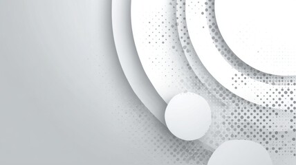 Geometric white and grey gradient background with abstract halftone circle, soft light overlay and subtle shadow, modern minimal business backdrop for presentations, reports, branding, and professiona