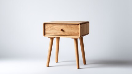 Light Oak Wood Nightstand with Minimalist Design