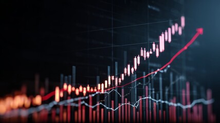 Business market chart showing stock growth and financial investment data with rising profit trends, money diagram, and success indicators on a modern abstract background