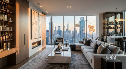 Modern Architecture & Interior Design Luxury Penthouse Living with City Views