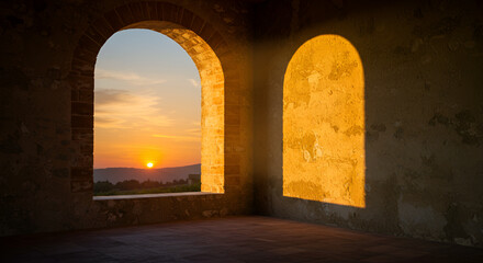 sunset in the old town