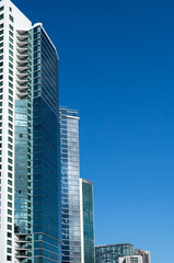Portrait of Azure Blue Sky with Skyscraper Corners to the Side.