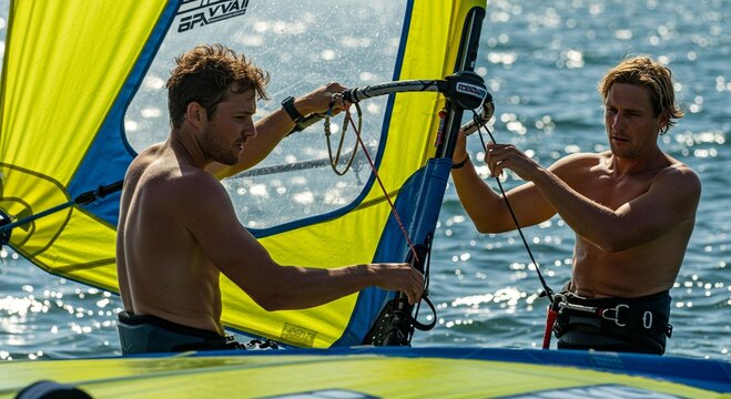 Windsurfing instruction on the water