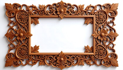 Ornate Wooden Frame with Floral Design.