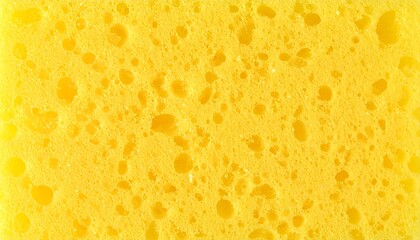 Close-up texture of a porous, yellow cleaning sponge