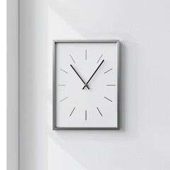 Elegant Metallic Office Wall Clock Hanging on White Minimalist Wall