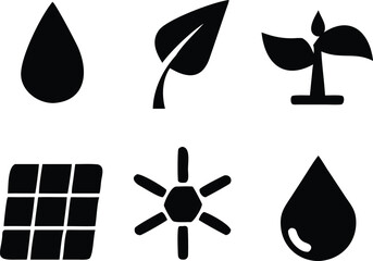 Set of renewable energy icons isolated on white background