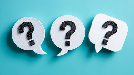 Three Speech Bubbles with Question Marks