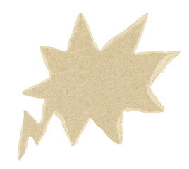 Brown paper bubble. Blank brown cut out cardboard paper speech bubble. Png transparency	