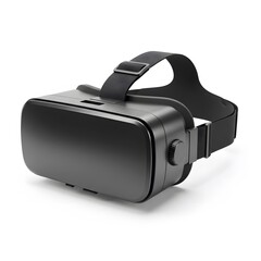 Sleek Black VR Headset on White Background: Immersive Virtual Reality Experience