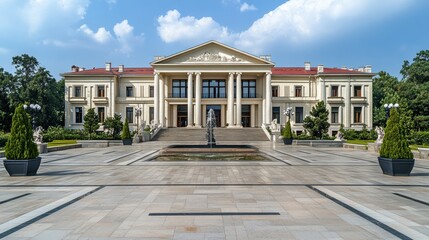 Fototapeta premium Historic monument with fountain and symmetry 