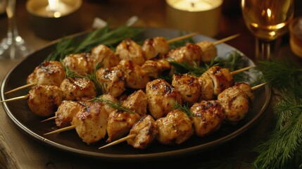 Grilled Chicken Skewers in Cozy Backyard Setting