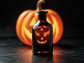 Halloween Minimal Product and Food: Jack-o'-Lantern Silhouette Bokeh
