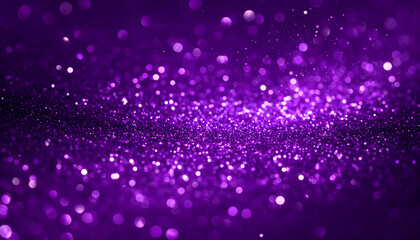 Abstract Purple Glitter Sparkles On Dark Background with Bokeh Effect Displaying Shimmering Light