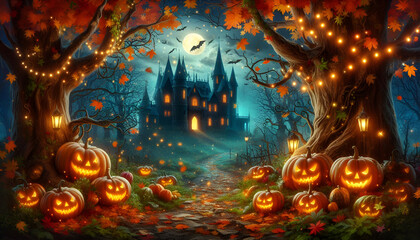 Halloween fairy tale background