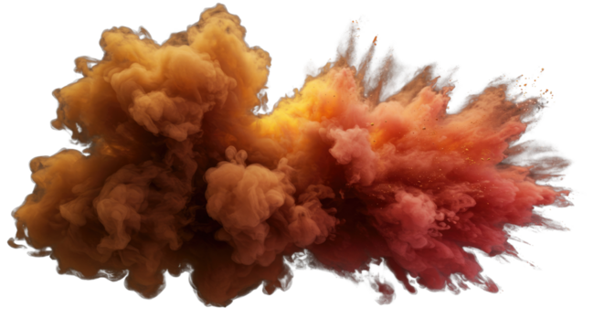 Vibrant red and black smoke swirls against a png background, creating a beautiful and explosive abstract texture