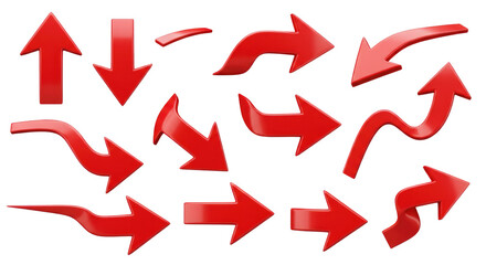 Collection of red arrow icons for web and business design