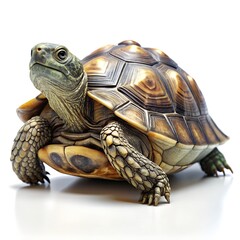 Obraz premium Tortoise with patterned shell on a white surface turtle