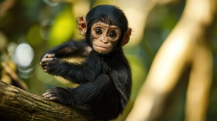  Baby Chimpanzee Sitting Tree