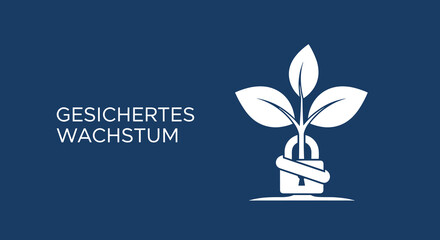Gesichertes Wachstum. Konzept für sichere Investitionen, Finanzen und nachhaltige Entwicklung. Pflanze wächst aus einem Vorhängeschloss als Symbol für Sicherheit und Erfolg.