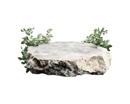 A flat stone surface podium for showcasing products in advertisements.
