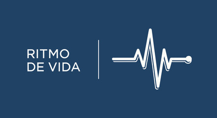 RITMO DE VIDA. Logotipo con electrocardiograma que simboliza el pulso del corazón, la salud y la vitalidad. Concepto de cardiología y bienestar.