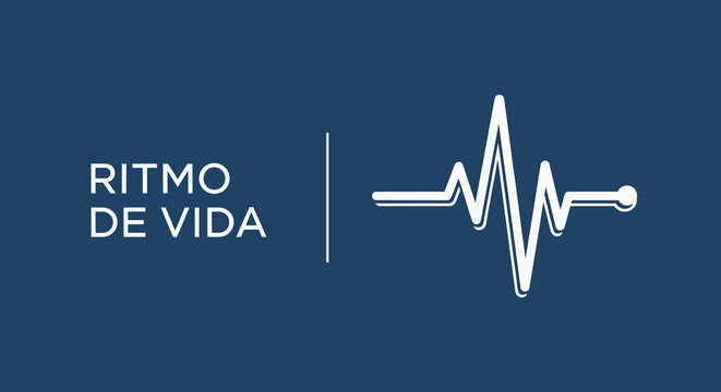 RITMO DE VIDA. Logotipo con electrocardiograma que simboliza el pulso del corazón, la salud y la vitalidad. Concepto de cardiología y bienestar.