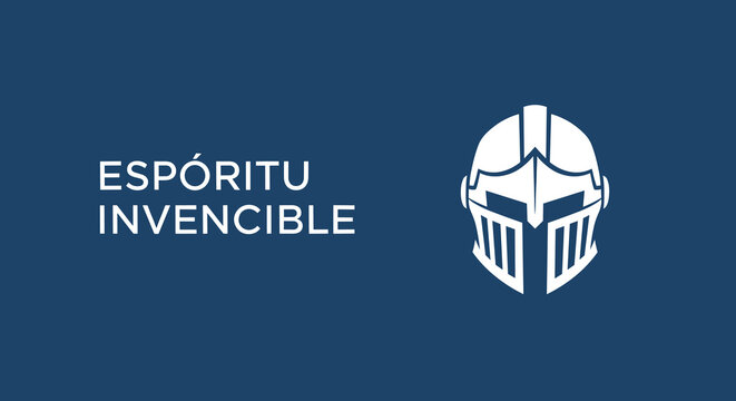 ESP&Oacute;RITU INVENCIBLE. Ilustraci&oacute;n de un casco de caballero medieval. S&iacute;mbolo de fuerza, coraje y resiliencia.