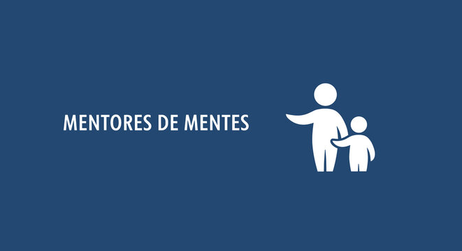 MENTORES DE MENTES. Icono de un adulto guiando a un niño. Concepto de mentoría, enseñanza, desarrollo y apoyo familiar o educativo.