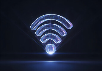 Experience seamless connectivity with this vibrant, modern WiFi signal icon against a sleek dark backdrop, perfect for technology and business presentations or website designs