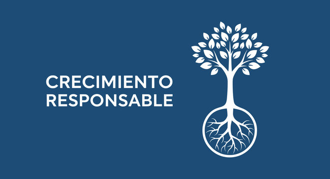 Crecimiento responsable. Concepto de negocio sostenible, desarrollo ecologico y finanzas eticas con un arbol y raices fuertes.
