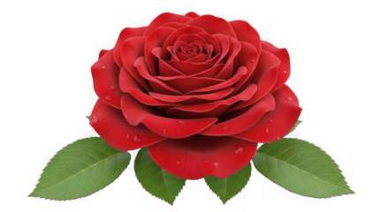 Red Rose With Dew Drops Closeup