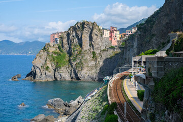 Manarola train station in Cinque Terre in summer