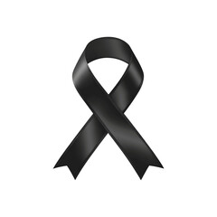 A black ribbon symbolizing mourning or remembrance