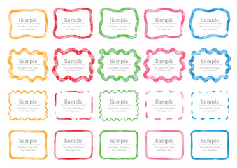 Set of four hand-drawn watercolor rectangles in five colors