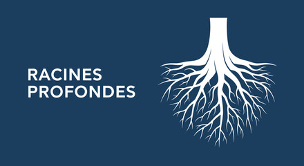 RACINES PROFONDES. Illustration conceptuelle d'un arbre avec un grand système racinaire. Symbole de stabilité, de force et de croissance.