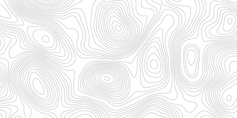 Abstract topography black and white stylized height contour seamless line pattern topographic map discovery area map design white background.	