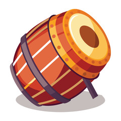 Flat vector icon of a traditional dhol drum with smooth design